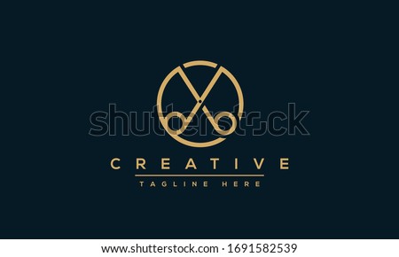Scissors icon vector illustration. Barber haircut salon logo design.