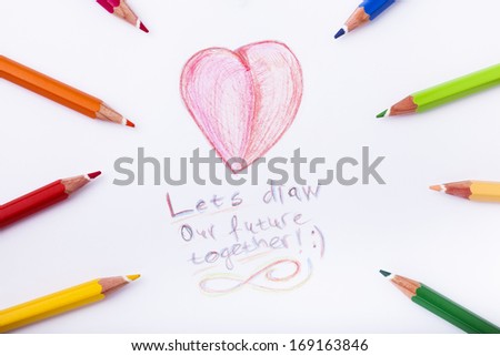 Hand drawn valentine card with pencil