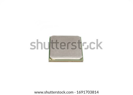 microprocessor CPU for the computer. White background. close-up. space for text