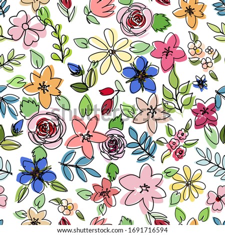 colorful floral pattern unfit outlines