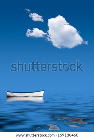 Concept image of loneliness, lacking direction, no leadership, rudderless, floating, listless or generally adrift without a goal Royalty-Free Stock Photo #169180460