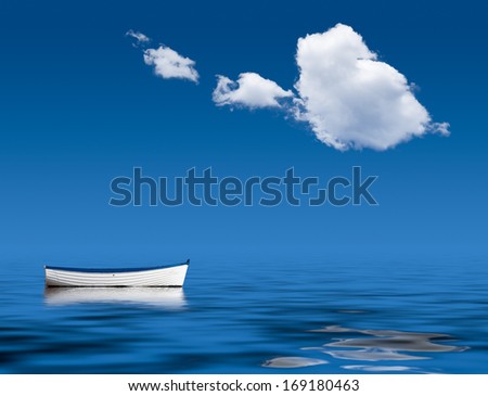 Concept image of loneliness, lacking direction, no leadership, rudderless, floating, listless or generally adrift without a goal Royalty-Free Stock Photo #169180463
