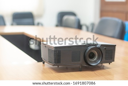 LCD video projector audiovisual for business conference, meeting presentation, lecture in classroom, Training, Demonstration, and working.