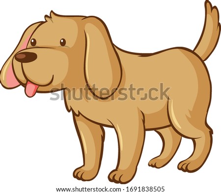 One brown dog on white background illustration