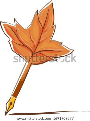 Illustration of a Quill Pen with Maple Leaf Design