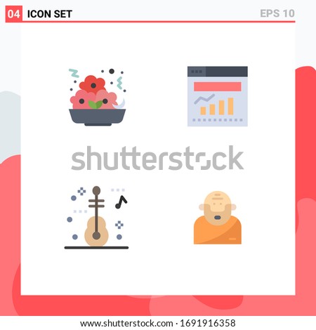 Mobile Interface Flat Icon Set of 4 Pictograms of fast; music; nugget; internet; god Editable Vector Design Elements