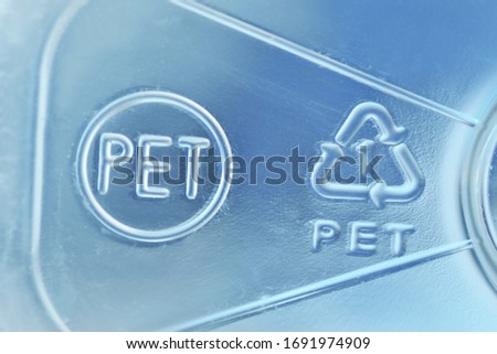 Close-up of plastic recycling symbol 01 PET (Polyethylene terephthalate)
 Royalty-Free Stock Photo #1691974909