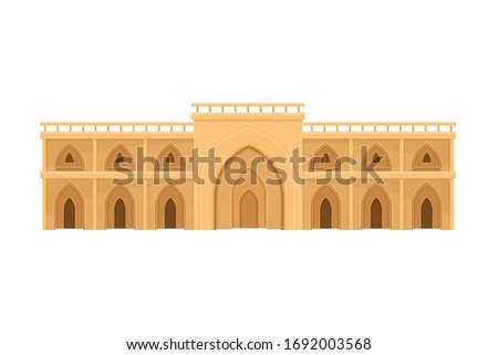 Arabic Architecture and Building with Geometric Ornament Vector Illustration