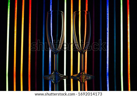 Glasses on a beautiful neon background photo taken at home, in the reflection of the monitor screen and mirror, spring 2020, neon, glasses, mirror 
