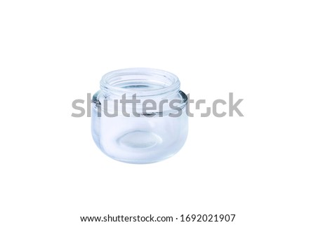 Cosmetic cream glass bottle empty glass jar isolated white background with clipping path