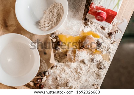 Bad day in the kitchen. Picture of messy ingredients while baking.