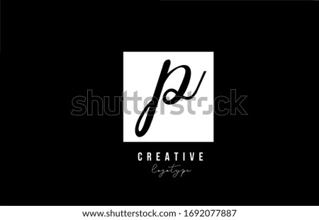simple P black and white square alphabet letter logo design for business and company 