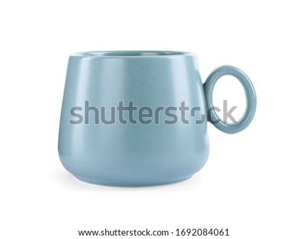 Beautiful color ceramic cup isolated on white Royalty-Free Stock Photo #1692084061
