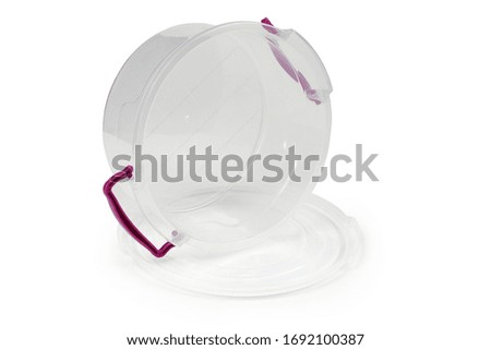 Transparent plastic food container on white. High resolution photo. With clipping path. Full depth of field.