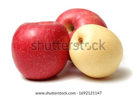 Apple and pear isolated on white background stock photo