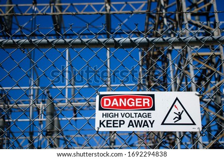 Danger sign, warning against high voltage.