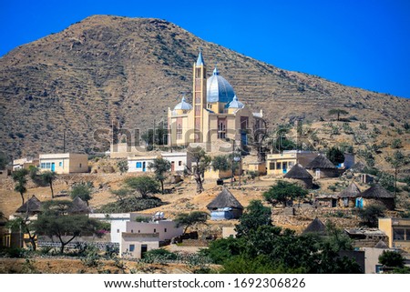 Small Local Village with Typical Keren Houses, Eritrea Royalty-Free Stock Photo #1692306826