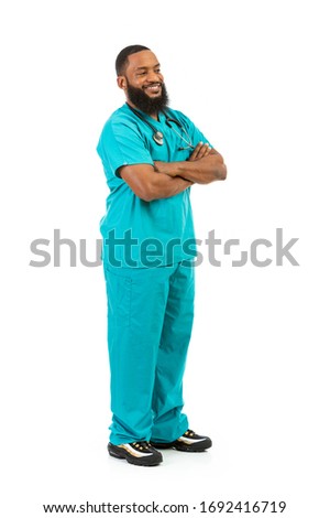 Extensive series of an African American Doctor with props, in vairous poses.