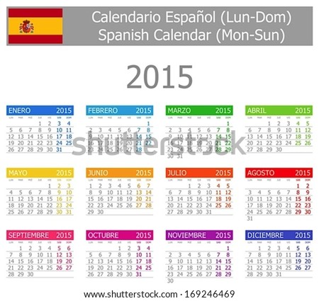 2015 Spanish Type-1 Calendar Mon-Sun on white background