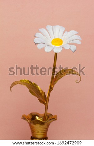 copper chamomile flower made of metal. man made unfading gift.