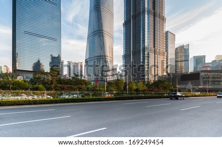 The century avenue of street scene in shanghai Lujiazui,China.