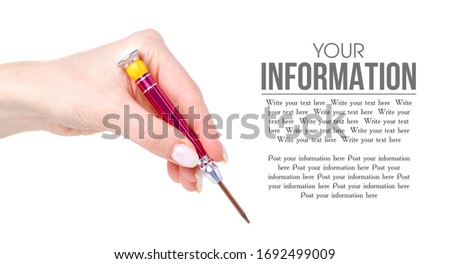 Screwdriver for repairing mobile phones in hand on a white background. Isolation, space for text
