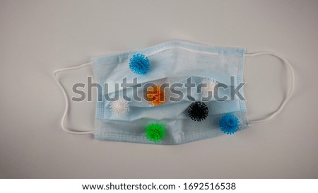 virus bacteria on a medical mask