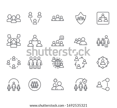 Set of crowd Related Vector Line Icons. Includes such Icons as people, society, team, group, audience and more. Royalty-Free Stock Photo #1692535321