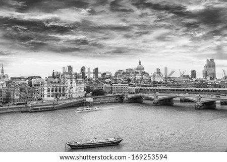London skyline with background St. Paul Cathedral.