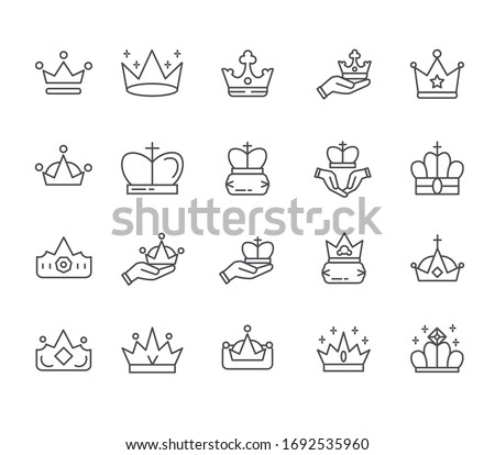 Set of crown Related Vector Line Icons. 