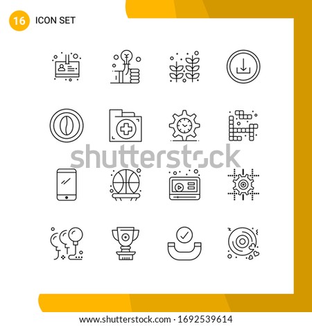 Universal Icon Symbols Group of 16 Modern Outlines of drink; coffee; palm; interface; basic Editable Vector Design Elements