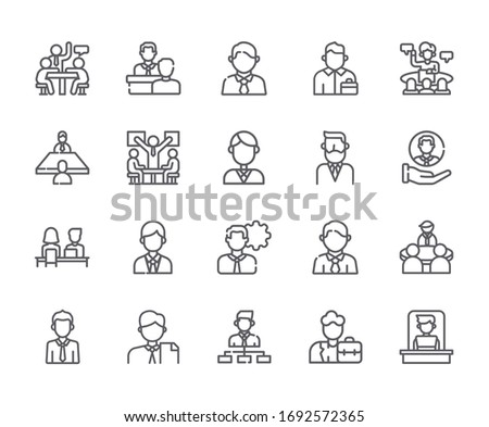 Set of director Related Vector Line Icons. Includes such Icons as head, manager, boss, chief, executive, supervisor, principal, leader and more.