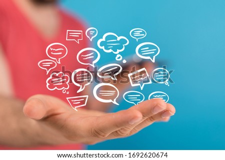 speech bubbles. People Chatting. 3d illustration of a communication concept, relating to feedback 3d