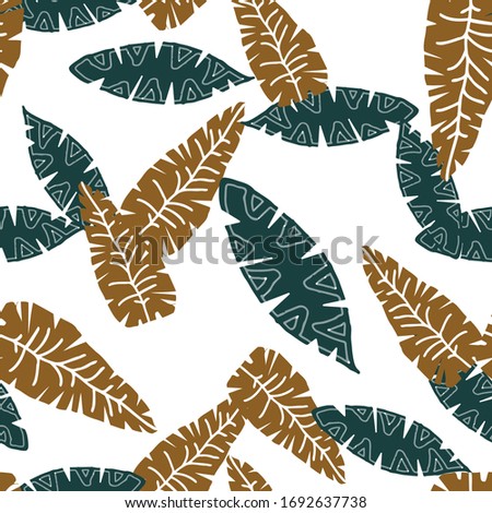 Vector Seamless Draw Wallpaper. Modern Outline Blossom Pattern. Grunge Color Endless Silhouette Ornament. Tropically Header Background. Vector Repeat Textile.