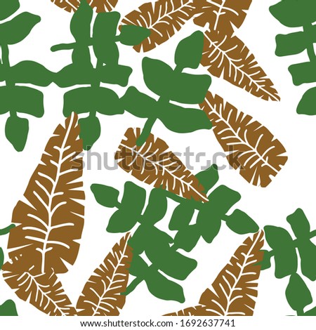 Vector Repeat Palm Print. Saturation South Graphic Pattern. Tropical Decoration Seamless Whole Ornament. Tropically Greenery Wallpaper. Vector Endless Silhouette.