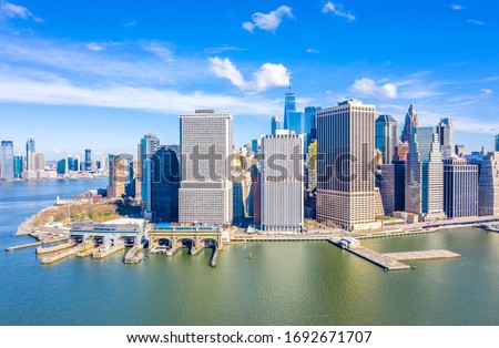 Aerial view of the Lower Manhattan skyline