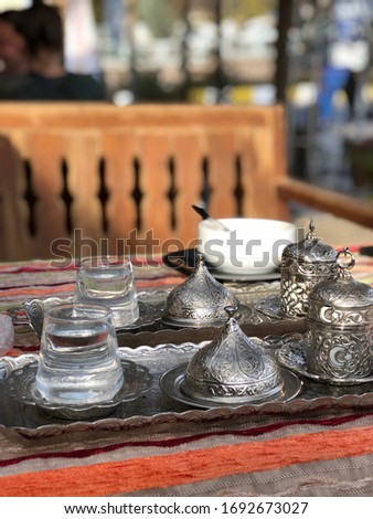 turkish tableware, mobile photography, vertical, turkish tea set