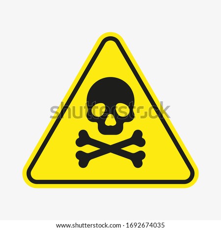 Vector toxic poison icon isolated on white background. Yellow triangle warning symbol. Poison, acid, toxic, caution icon. Skull and crossbones. Royalty-Free Stock Photo #1692674035