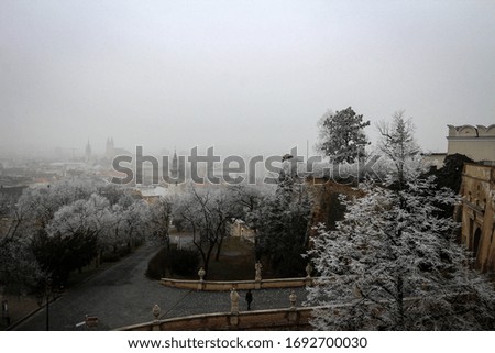 Krasna Horka Castle view by winter, Slovakia