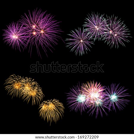 colorful fireworks over dark sky background