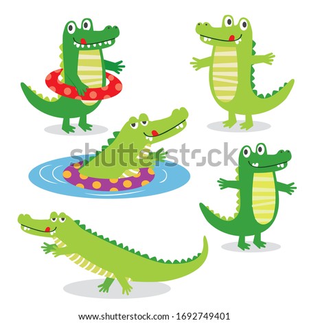 Cute Crocodile character sets, vector illustration Royalty-Free Stock Photo #1692749401