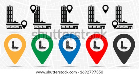 Building outline icon in location set. Simple glyph, flat illustration element of building theme icons