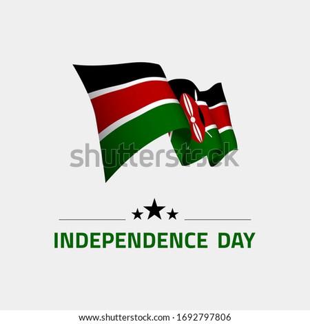 Waving flag of Kenya for independence day greeting card, banner and social media isolated on white background vector illustration EPS 10
