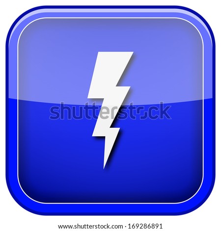 Square shiny icon with white design on blue background