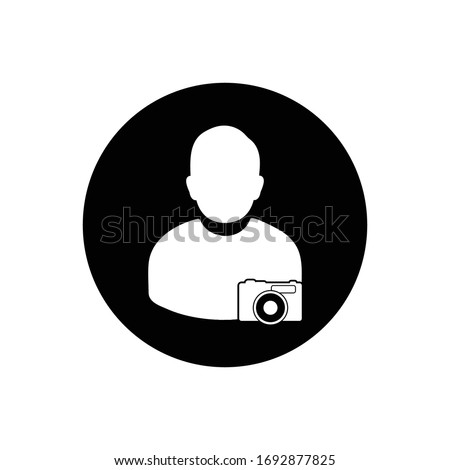 Photographer Man Button Icon. Editable Vector EPS Symbol Illustration. 