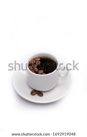 coffee Cup with beans on a light background