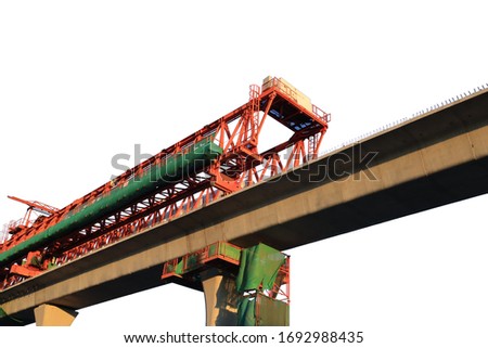 Skytrain building construction with isolated white background. 