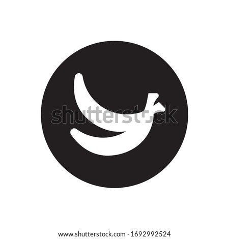 banana icon, isolated logo, black on the white background. Vector.