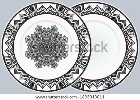 Luxury Art Deco Floral Pattern for Plate. Mandala Design. Vector Illustration. Oriental Pattern. 