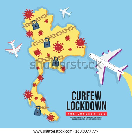 Thailand curfew for coronavirus. Lockdown COVID-19 icon vector. Lockdown the city to prevent the spread of the coronavirus.